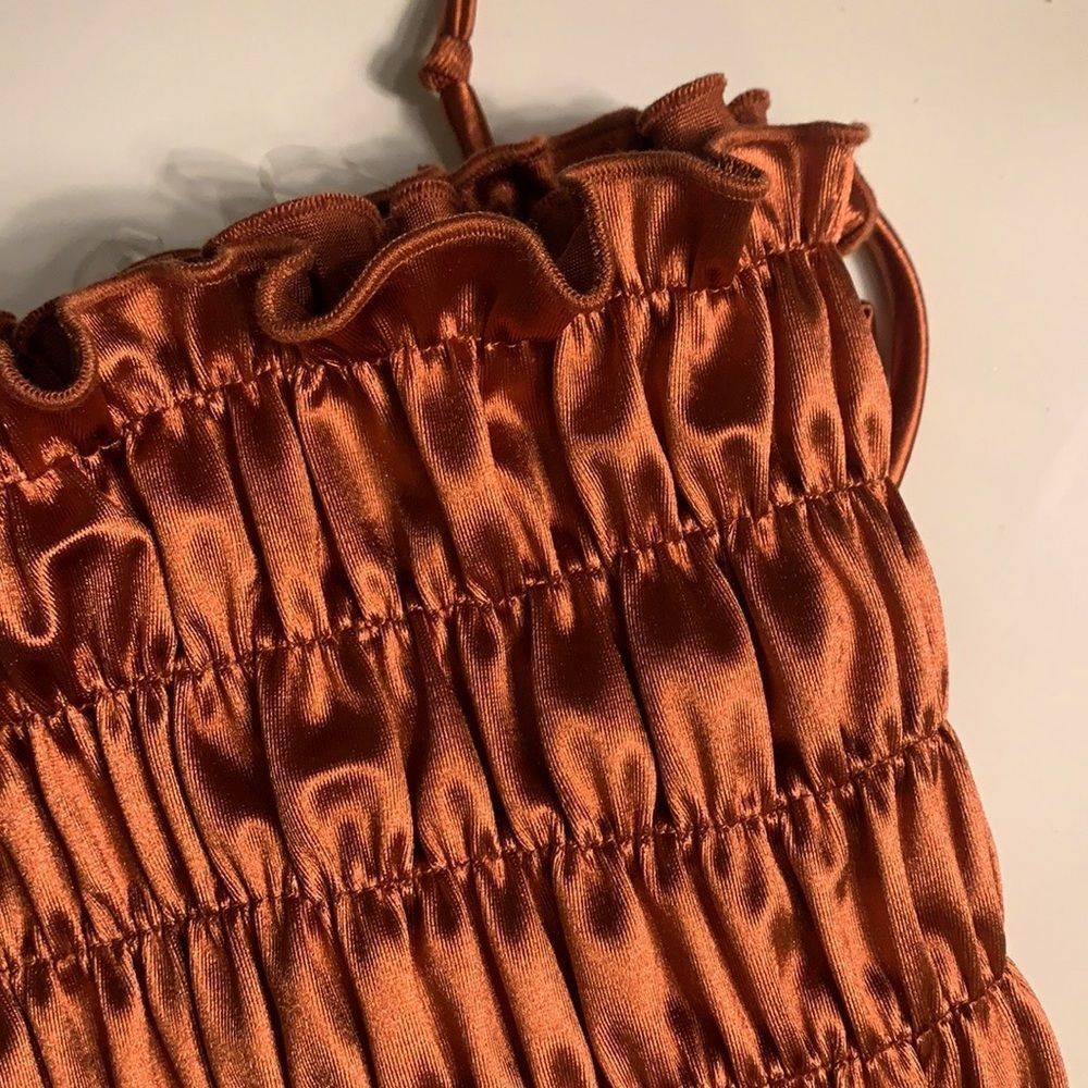 Fashion Nova • Smock Cropped Top • Rust - Picture 2 of 5